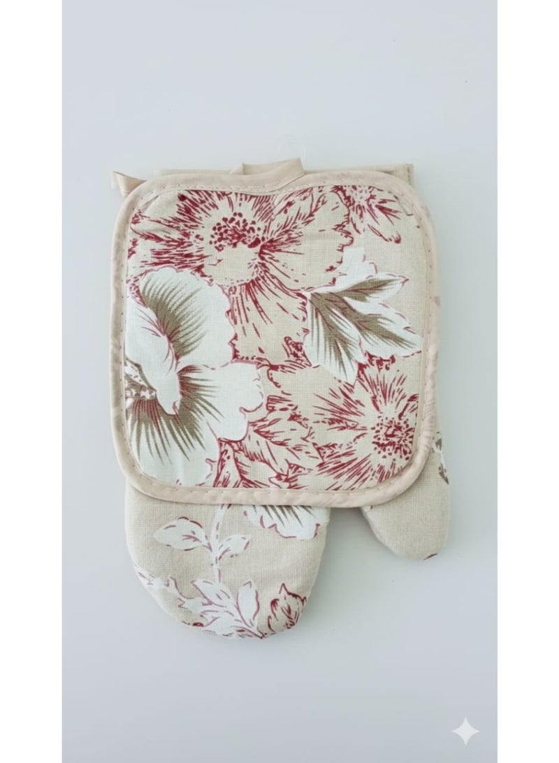 جوانتي وماسك فرن حراري كتان  قطعتين - Image 3